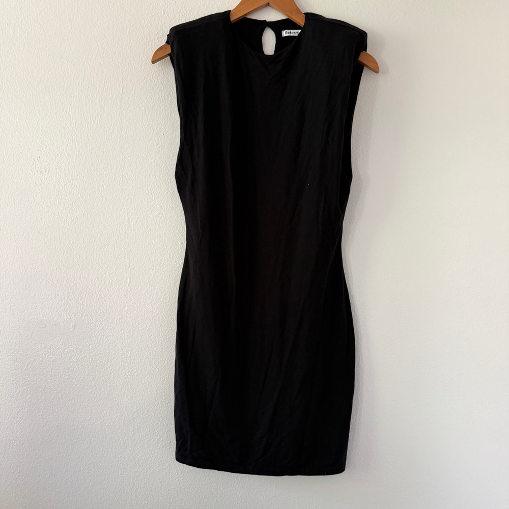 Reformation Rumi Black Shoulder Pad Mini Dress - Picture 7 of 10